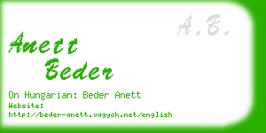 anett beder business card